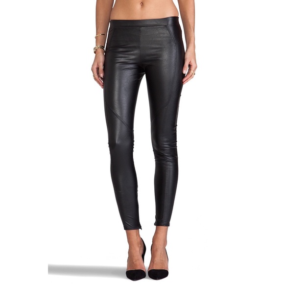 David Lerner Faux Leather Basic Black Leggings - Picture 8 of 8